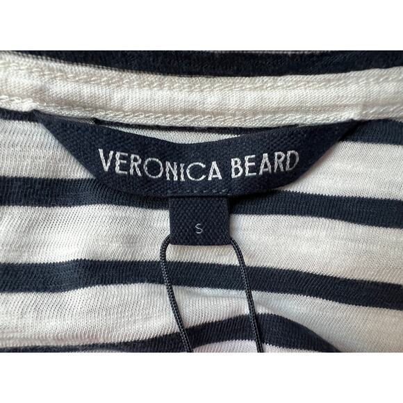 VERONICA BEARD TOP WOMENS SIZE SMALL NETTO TEE SHIRT PUFF SLEEVE NAVY WHITE - Picture 5 of 15